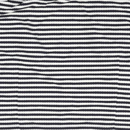 M&Co Womens White Striped  Cardigan Jumper Size 10