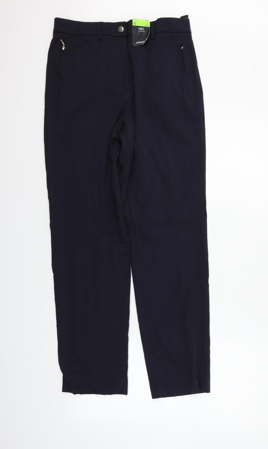 Womens UK Size 12 Marks and Spencer Regular Fit  Blue Trousers
