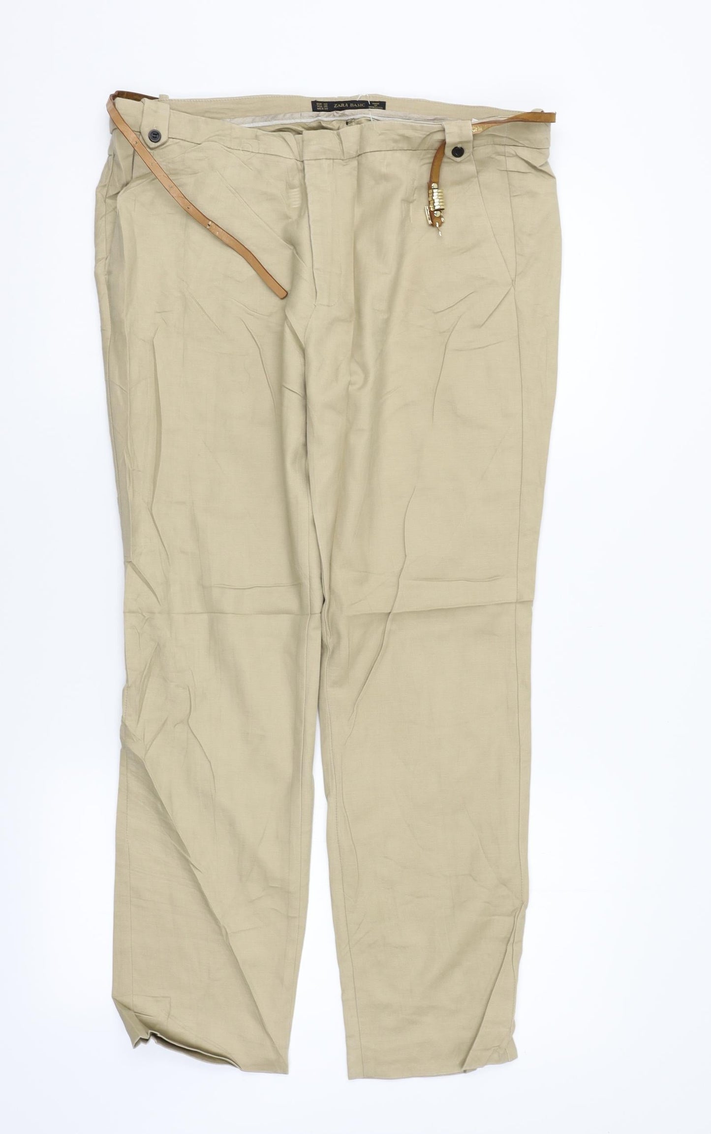 Womens UK Size 12 Zara Regular Fit  Beige Trousers