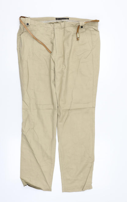 Womens UK Size 12 Zara Regular Fit  Beige Trousers