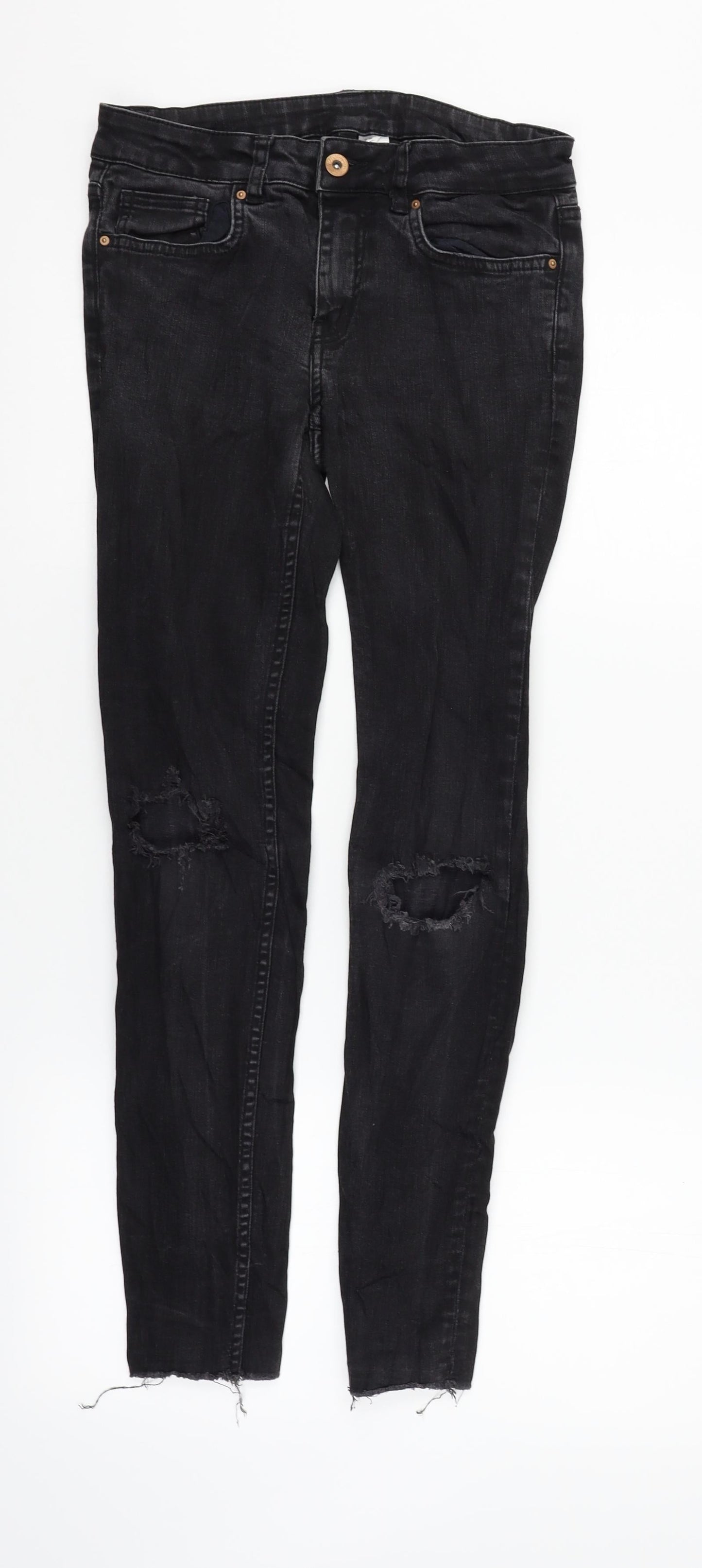 Womens UK Size 8 Divided Regular Fit Straight Black Jeans