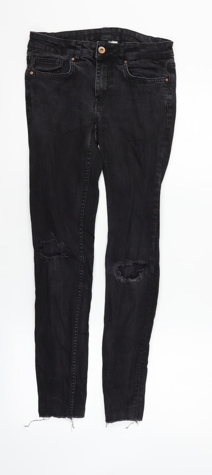 Womens UK Size 8 Divided Regular Fit Straight Black Jeans