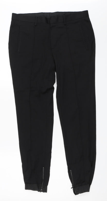 Mens UK Size 32 in Topman Regular Fit Jogger Black Trousers