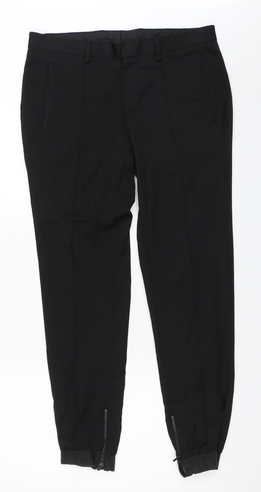 Mens UK Size 32 in Topman Regular Fit Jogger Black Trousers