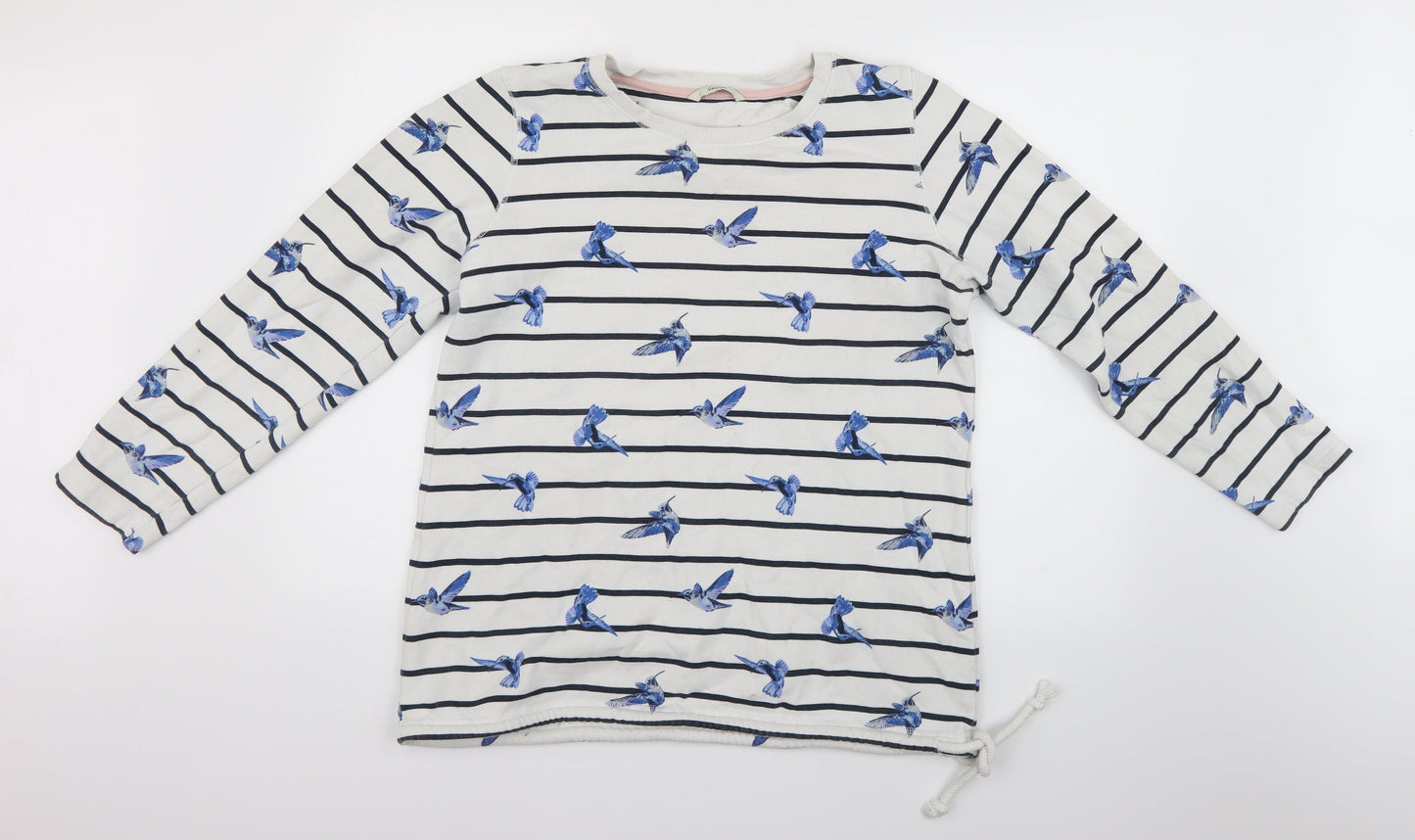 George Mens White Striped  Pullover Jumper