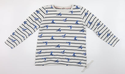 George Mens White Striped  Pullover Jumper