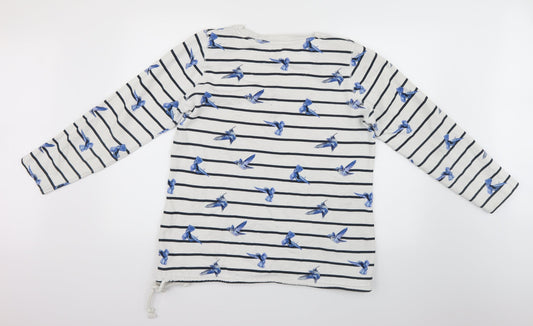 George Mens White Striped  Pullover Jumper