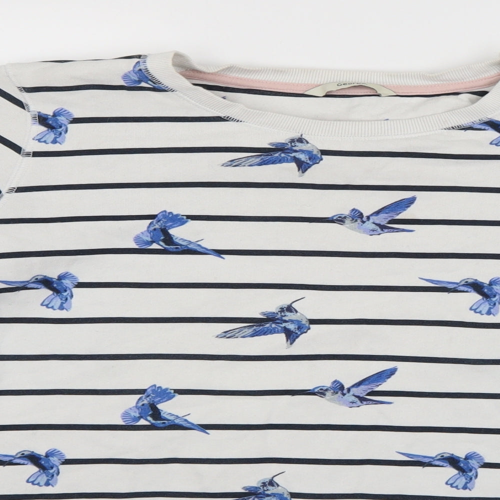 George Mens White Striped  Pullover Jumper