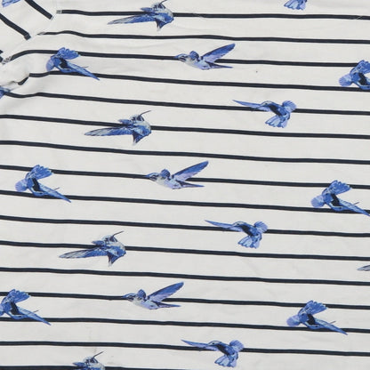 George Mens White Striped  Pullover Jumper