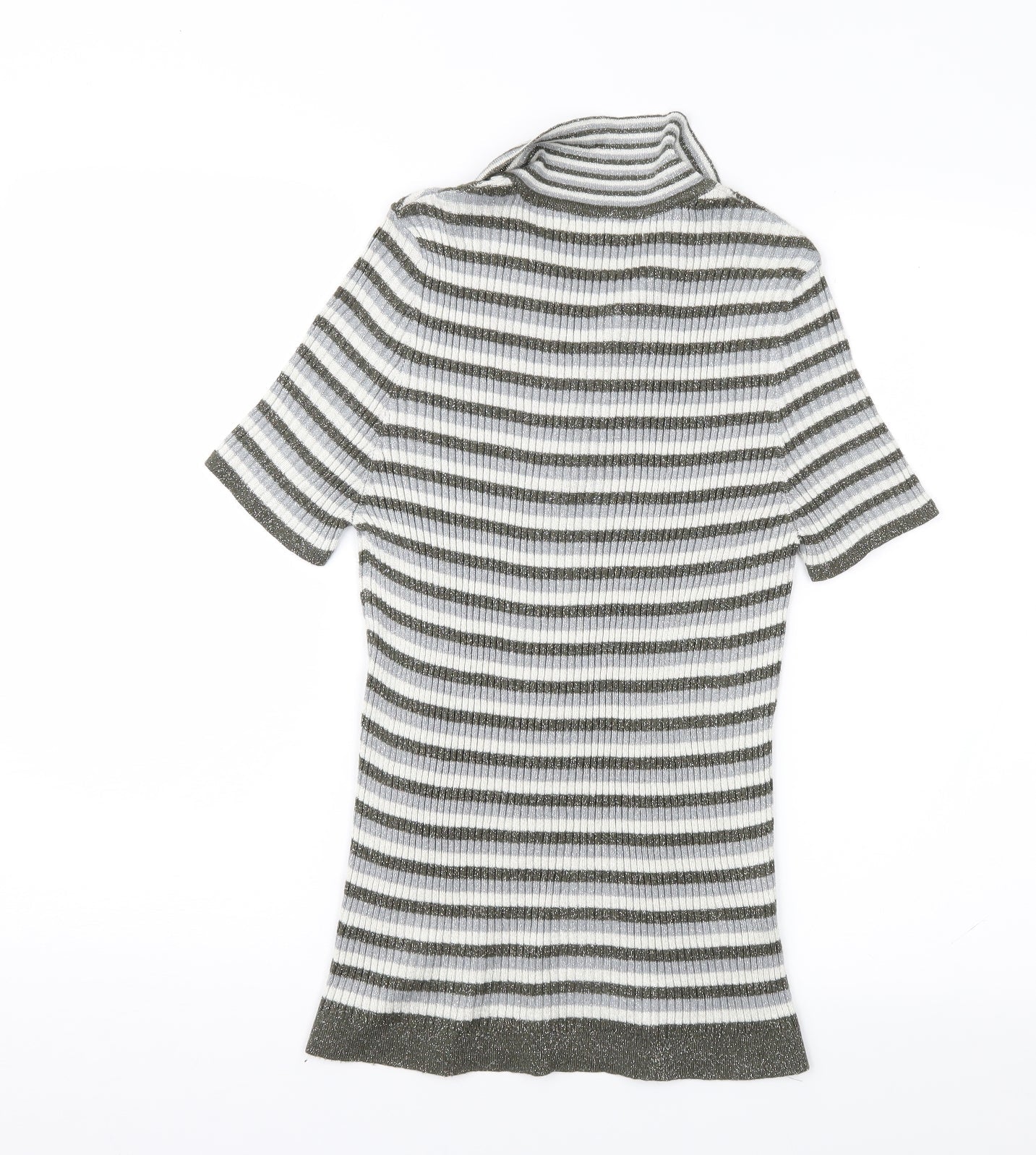 Mango Womens Grey Striped  Pullover Jumper Size L