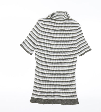 Mango Womens Grey Striped  Pullover Jumper Size L