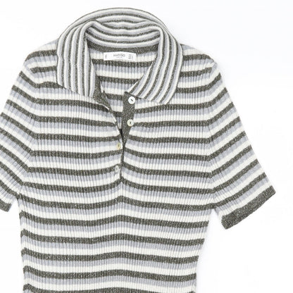 Mango Womens Grey Striped  Pullover Jumper Size L