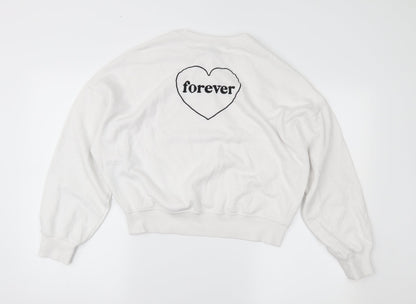 Divided Womens White   Pullover Sweatshirt Size XS