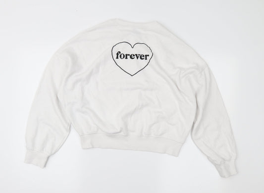 Divided Womens White   Pullover Sweatshirt Size XS