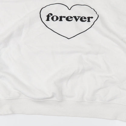 Divided Womens White   Pullover Sweatshirt Size XS