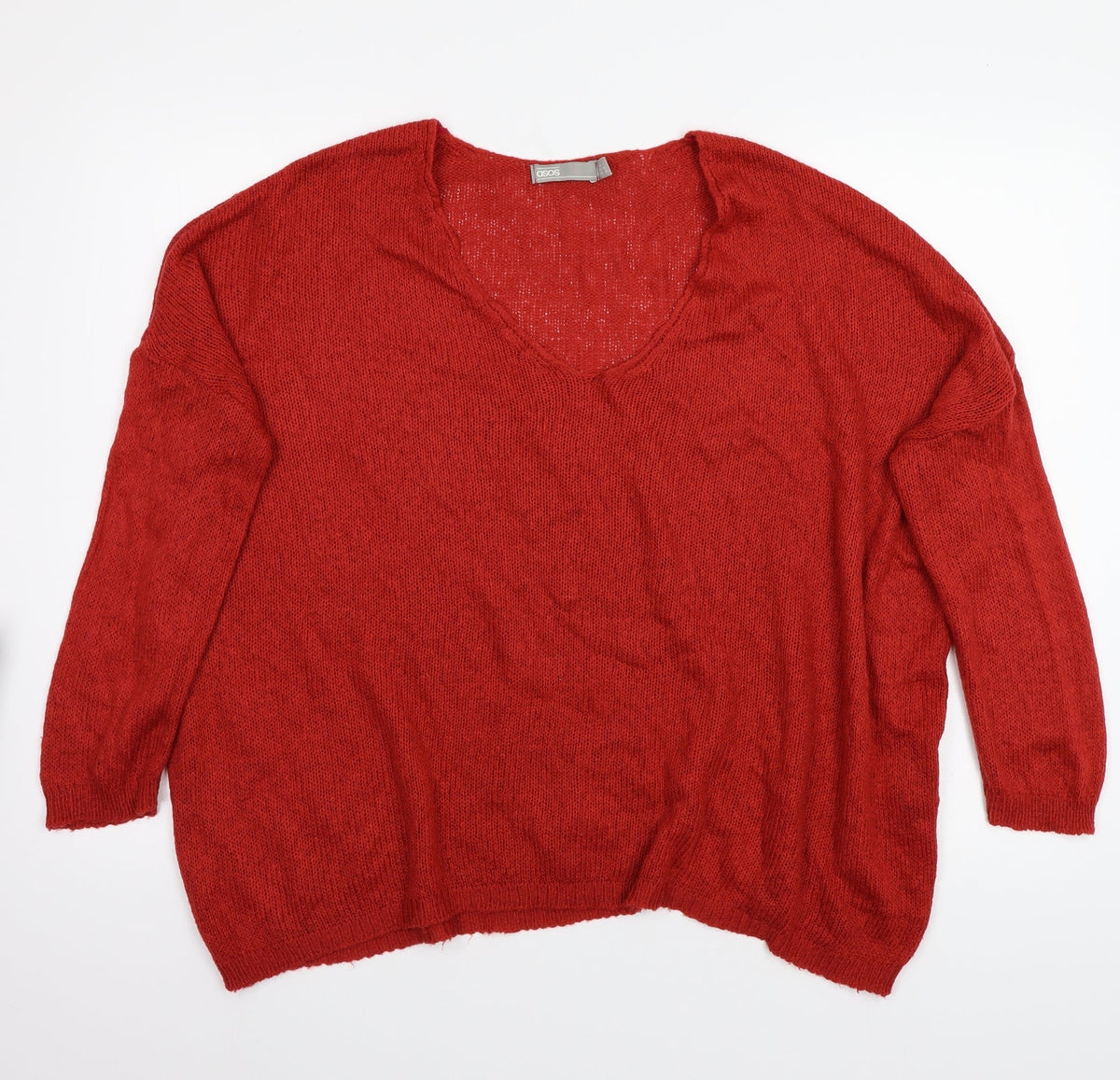 Additional front view of ASOS women’s red jumper, size UK 12
