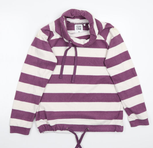 Store Twenty One Womens White Striped  Pullover Jumper Size 10