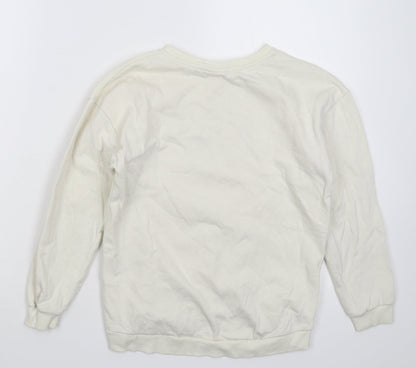 H&M Womens White   Pullover Sweatshirt Size S