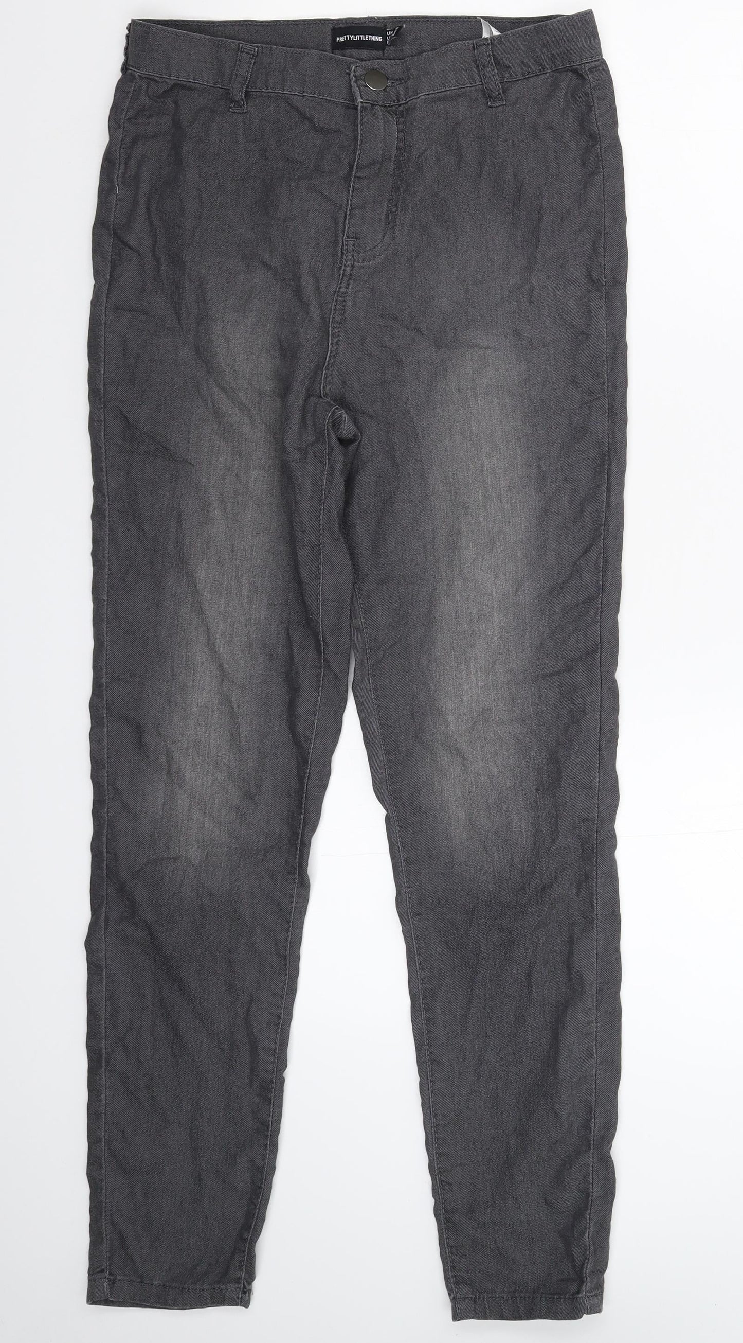 PRETTYLITTLETHING Womens Grey  Denim Jegging Jeans Size 10 L27 in