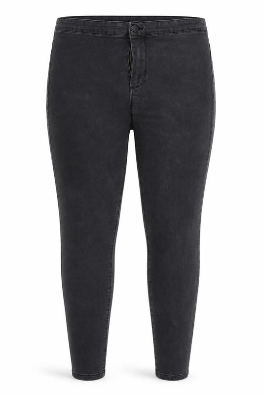 Front view of Denim & Co. women’s grey denim jegging jeans, size UK 16, 27-inch leg