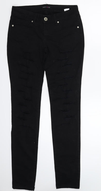 Melrose Womens Black  Denim Skinny Jeans Size 10 L32 in