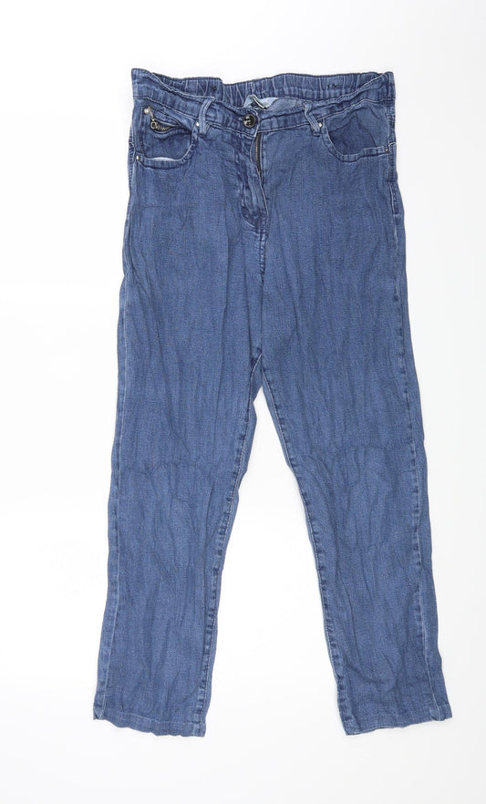 Being casual Womens Blue  Denim Straight Jeans Size 14 L25 in