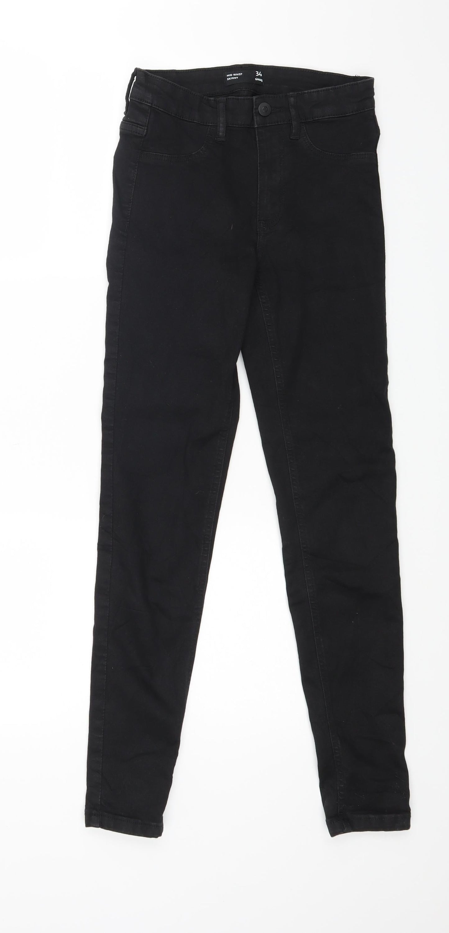 Womens UK Size 4 Sinsay Regular Fit Skinny Black Jeans