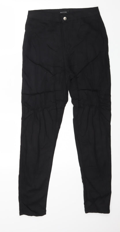 PRETTYLITTLETHING Womens Black  Denim Skinny Jeans Size 10 L27 in