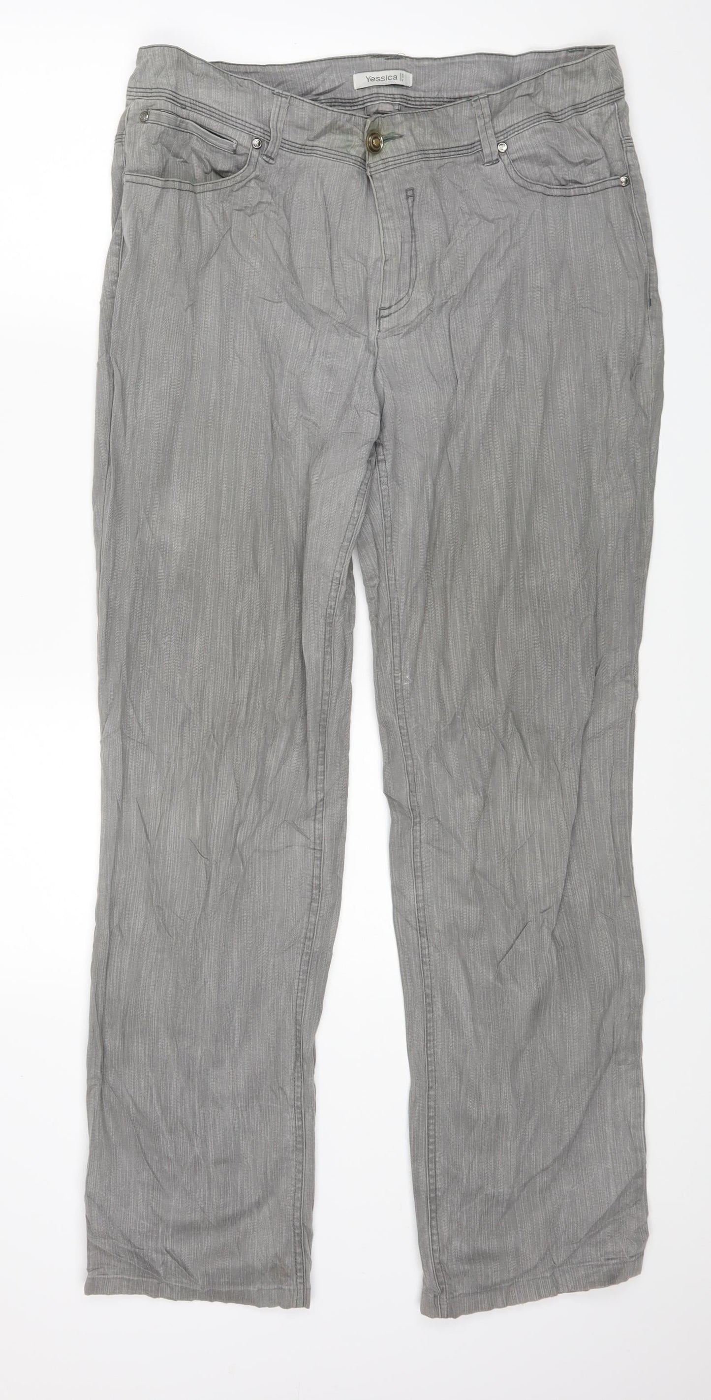 Yessica Womens Grey  Denim Straight Jeans Size 14 L28 in