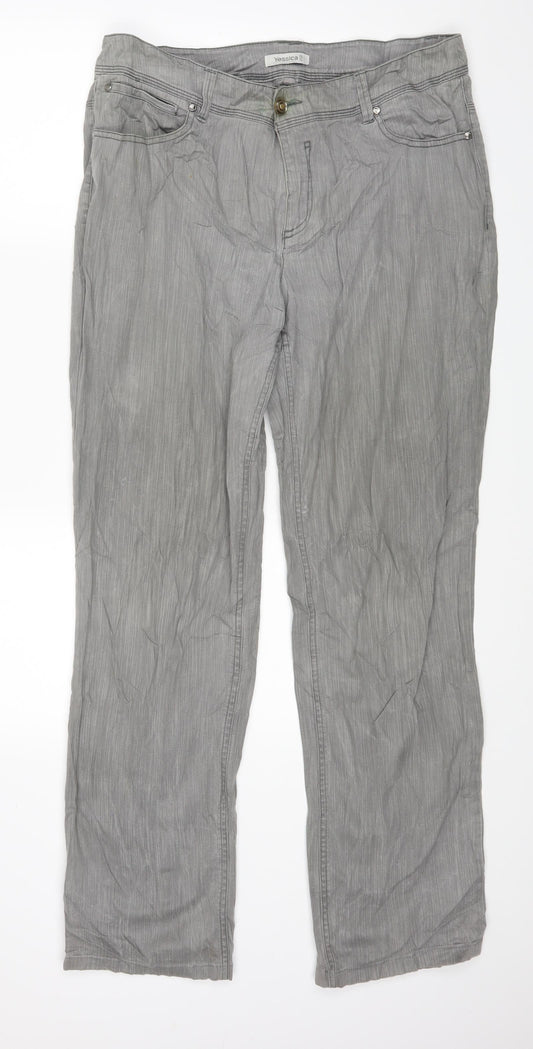 Yessica Womens Grey  Denim Straight Jeans Size 14 L28 in