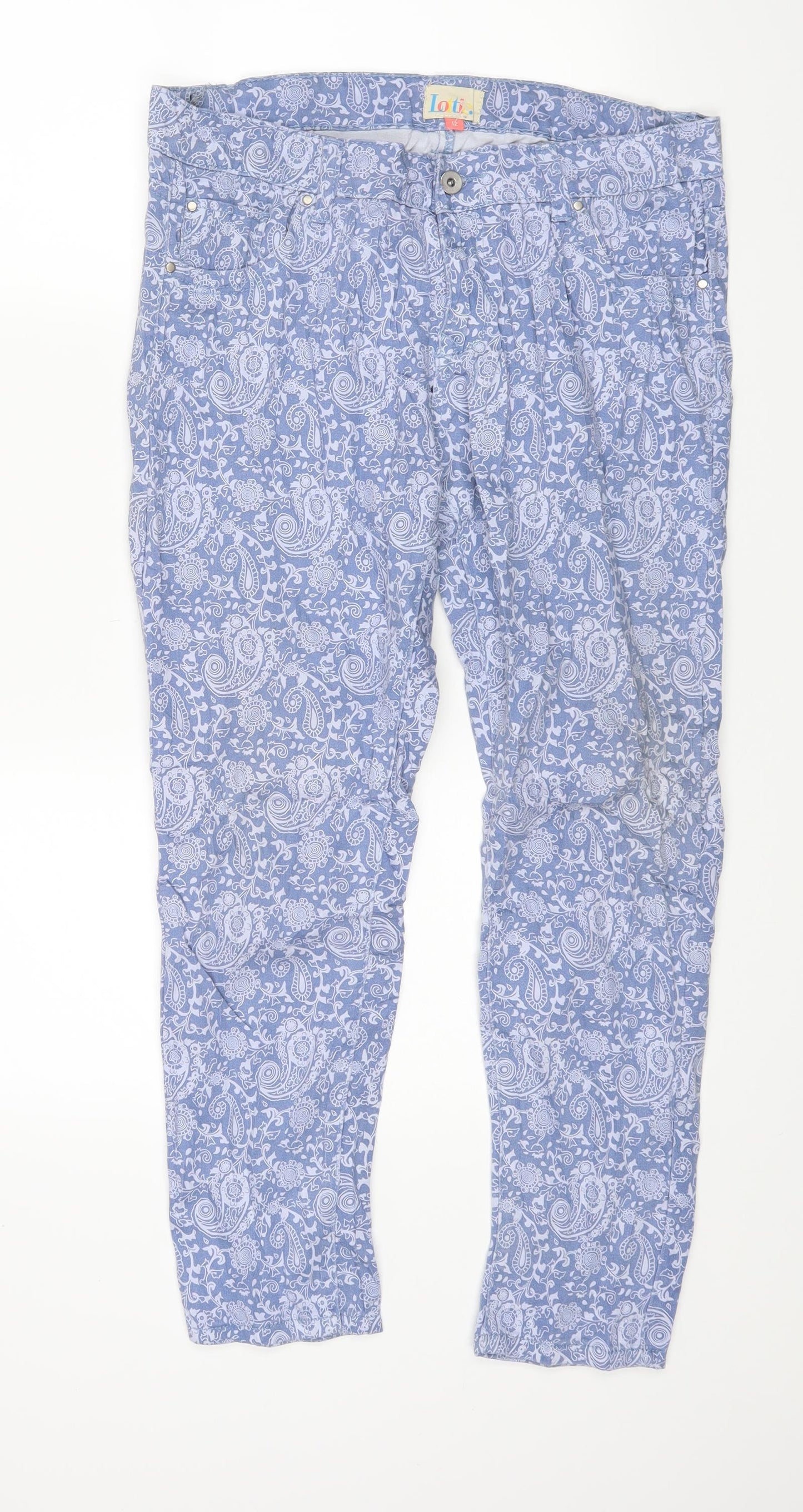 Lottie Womens Blue Floral Denim Skinny Jeans Size 12 L27 in