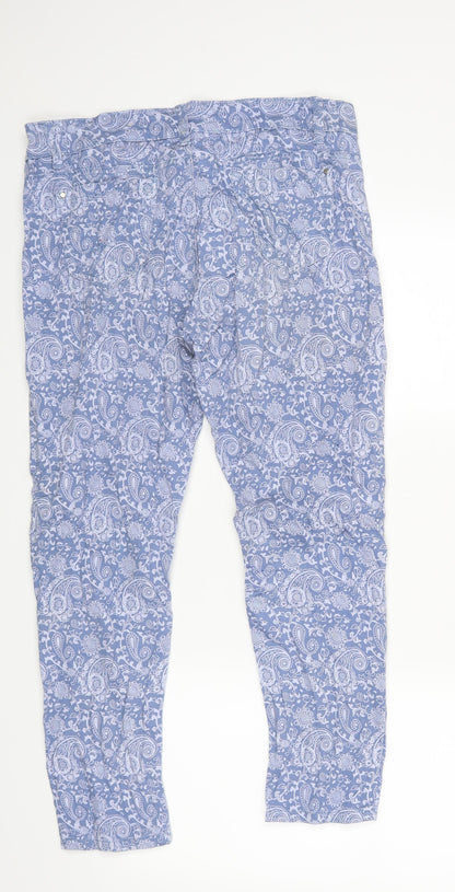 Lottie Womens Blue Floral Denim Skinny Jeans Size 12 L27 in