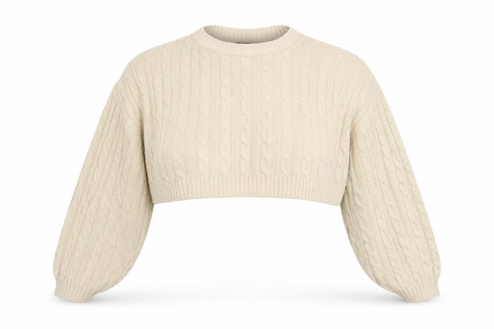 Front view of I SAW IT FIRST women’s beige shrug jumper, size S