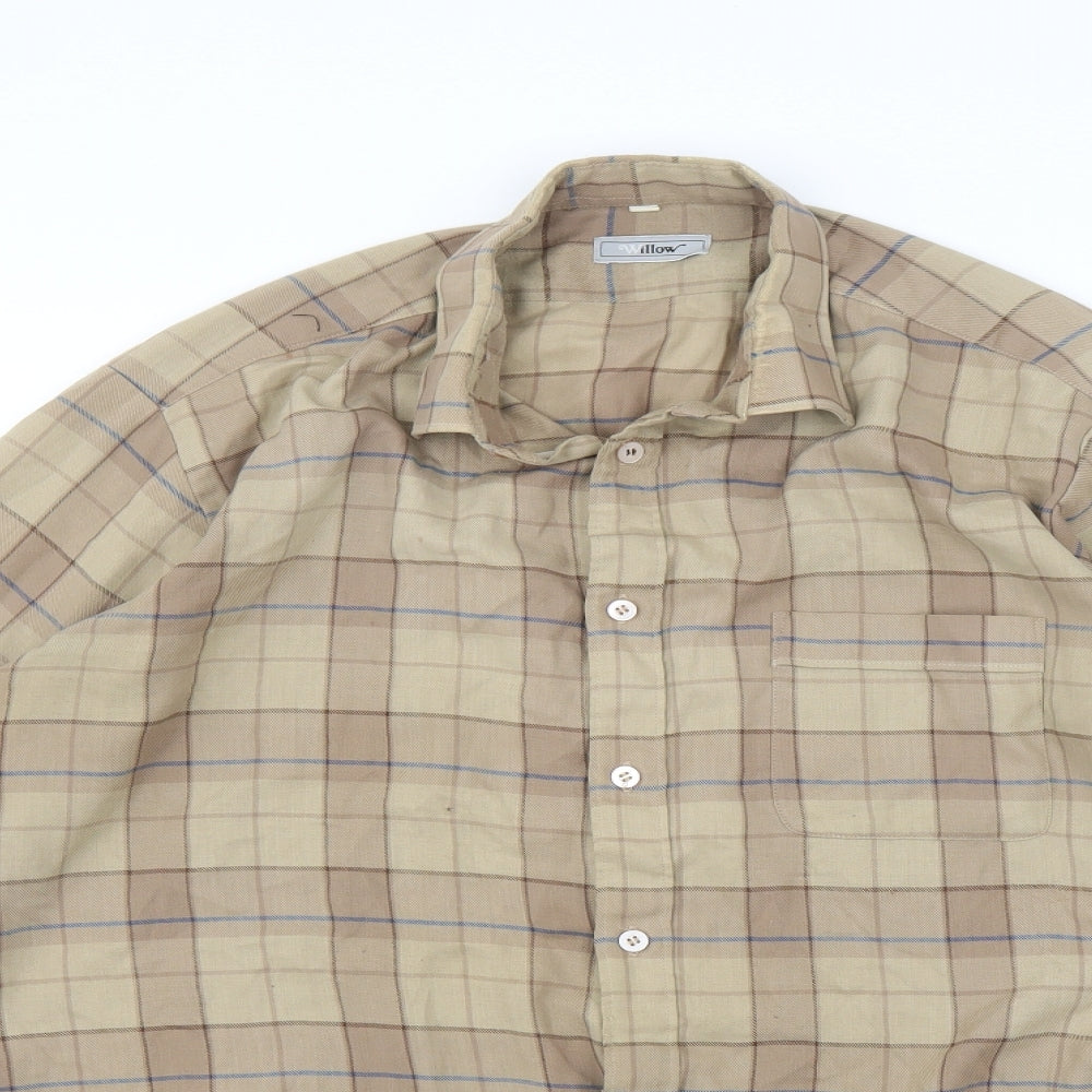 Willow Mens Brown Plaid   Button-Up Size L