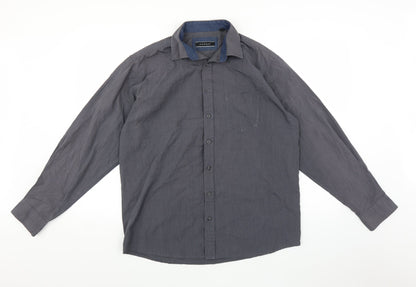 Mens UK Size 15.5 Morgan Grey  Button-Up Long Sleeve Casual Shirt