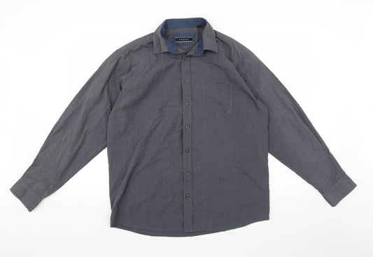 Mens UK Size 15.5 Morgan Grey  Button-Up Long Sleeve Casual Shirt