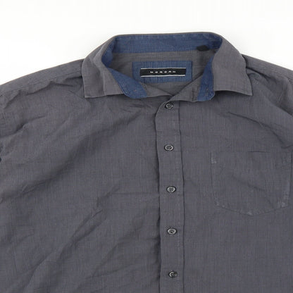 Mens UK Size 15.5 Morgan Grey  Button-Up Long Sleeve Casual Shirt