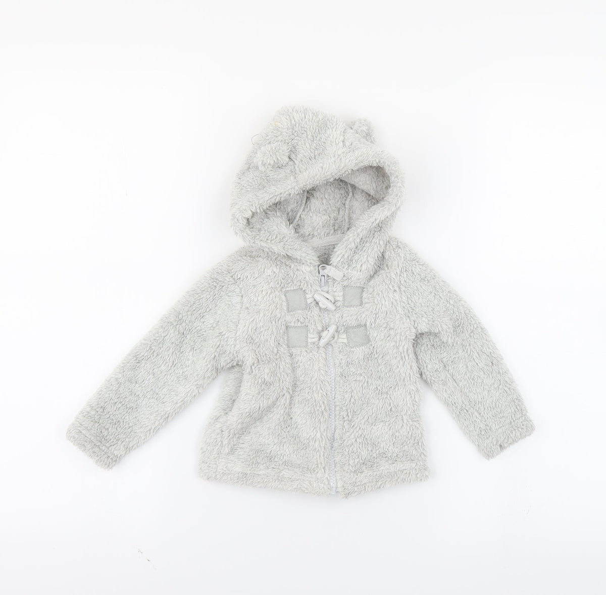 Additional front view of Tu Grey Full Zip Jumper, size 6-9, Months