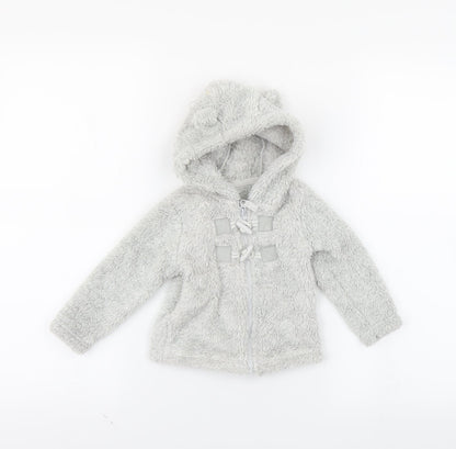 Additional front view of Tu Grey Full Zip Jumper, size 6-9, Months