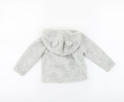 Back view of Tu Grey Full Zip Jumper, size 6-9, Months