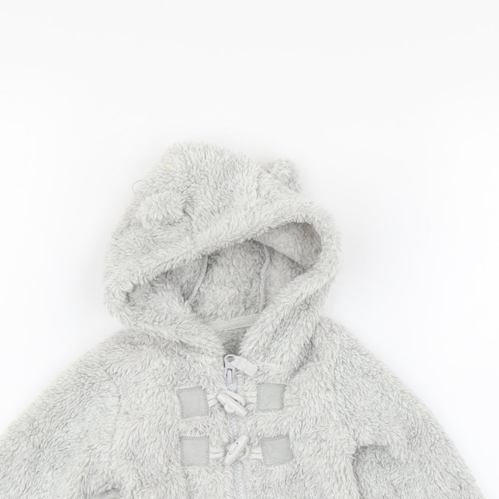 Close-up detail of Tu Grey Full Zip Jumper, size 6-9, Months