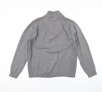 Easy Mens Grey   Henley Jumper Size M
