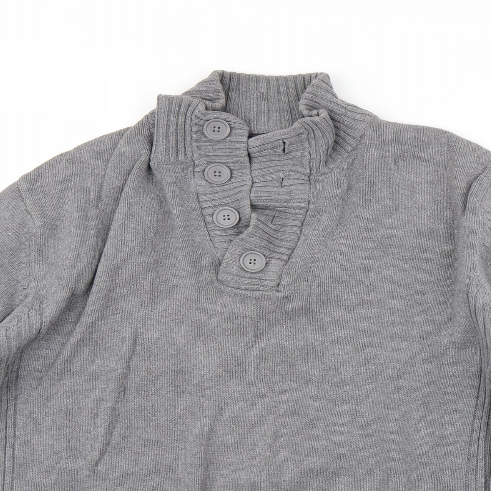 Easy Mens Grey   Henley Jumper Size M