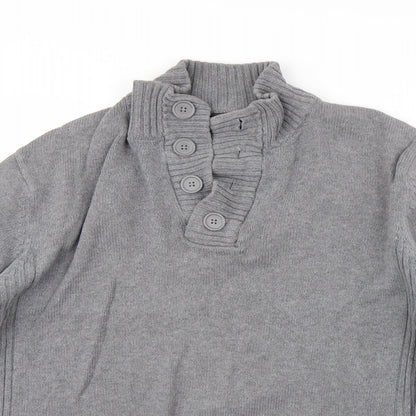 Easy Mens Grey   Henley Jumper Size M