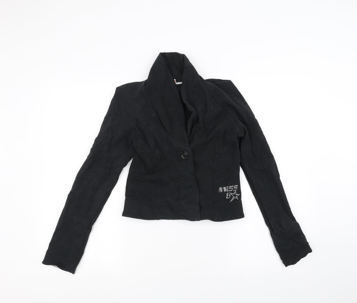 Additional front view of Miss60 girls’ black jacket, size XL