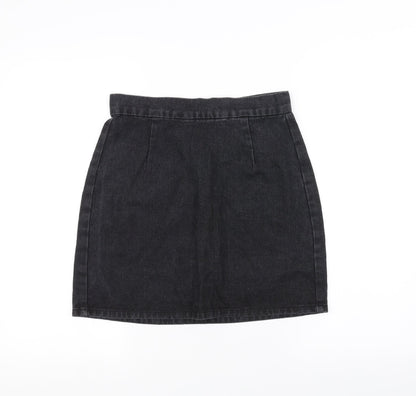 Denim & Co. Womens Black  Denim A-Line Skirt Size 8
