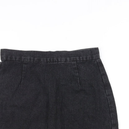Denim & Co. Womens Black  Denim A-Line Skirt Size 8