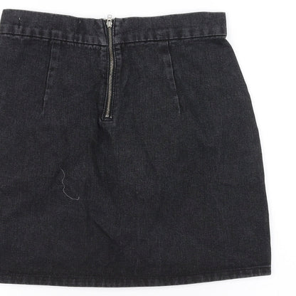 Denim & Co. Womens Black  Denim A-Line Skirt Size 8