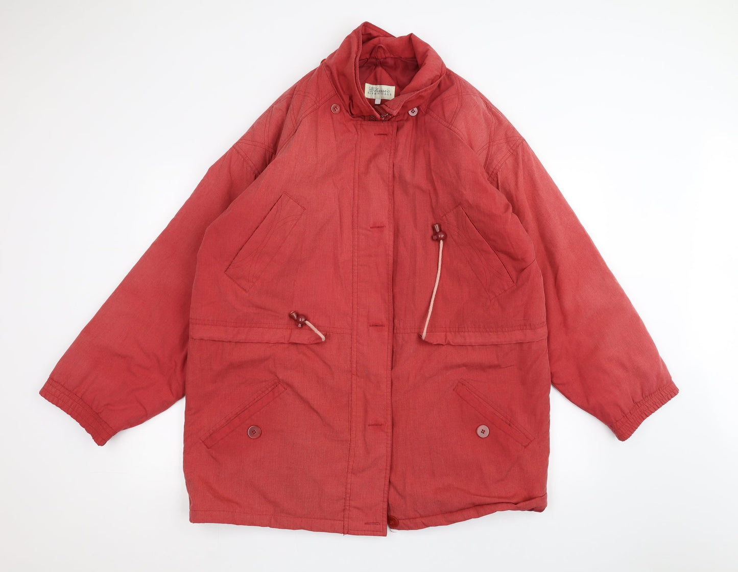 Womens UK Size 14 Essentials Red Pea Coat