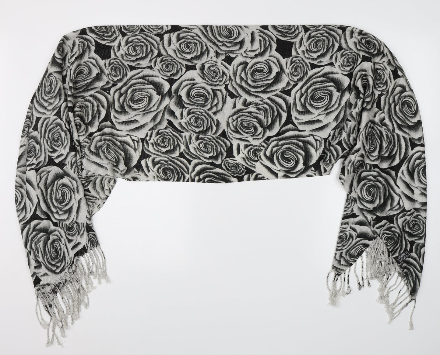 Preworn Unisex Black Floral   Scarf